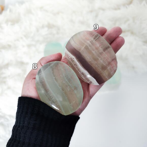 Yttrium Fluorite Palm Stone Transformation Crystals - Picture 9 of 9